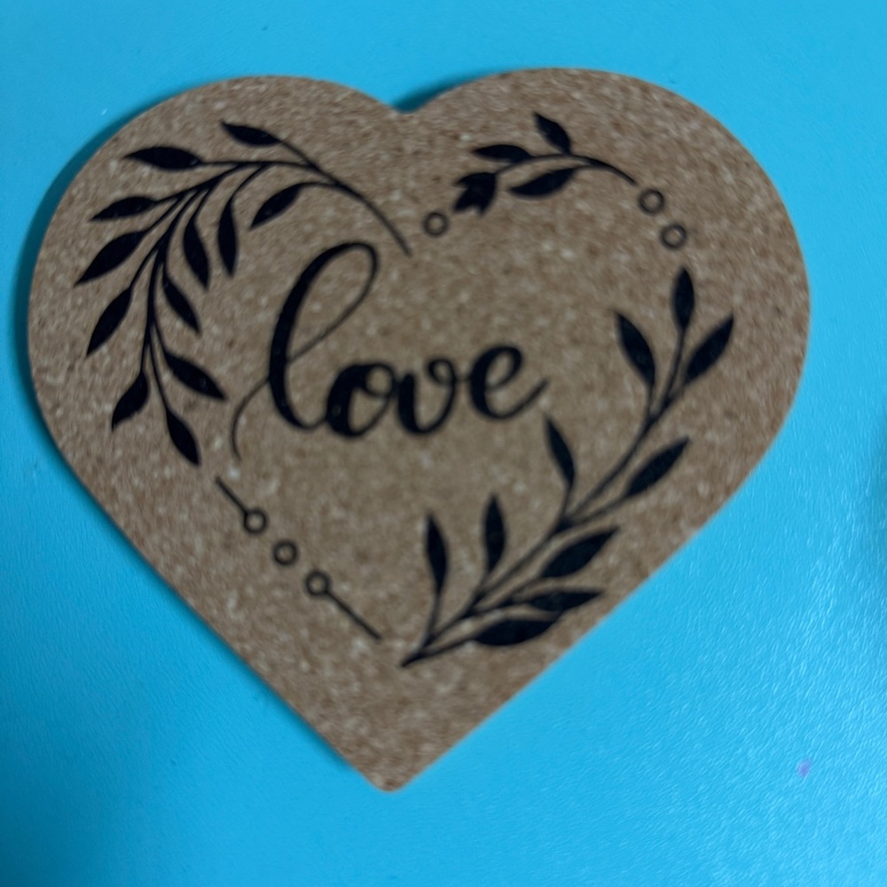 Set of 8 Heart-Shaped Cork Love Coasters - Picture 3 of 3